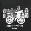 White bicycle with canals buildings black tote bag White bicycle with canals buildings black tote bag