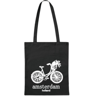 White bicycle large Amsterdam Holland black tote bag White bicycle large Amsterdam Holland black tote bag