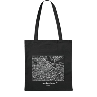 City map of Amsterdam rectangle black tote bag City map of Amsterdam rectangle black tote bag