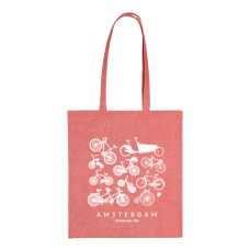 White bicycles Amsterdam red tote bag