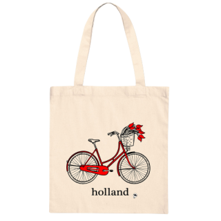 Red bicycle large Amsterdam light tote bag Red bicycle large Amsterdam light tote bag