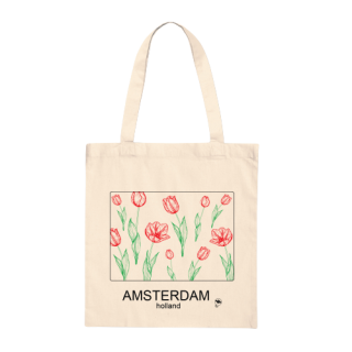 Red tulips outlined light tote bag Red tulips outlined light tote bag