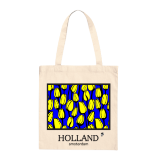 Yellow tulips on blue background light tote bag Yellow tulips on blue background light tote bag