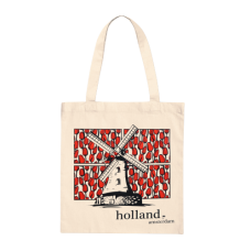 Windmill with red tulips light tote bag